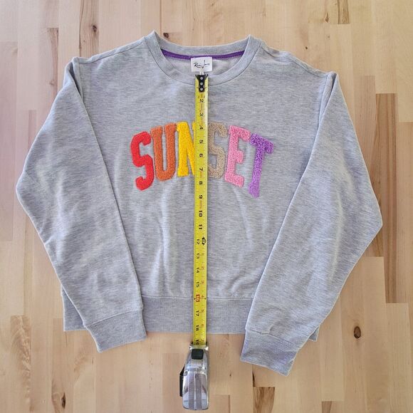 Womans 'SUNSET' Sweatshirt Gray SZ S Embellished Pullover - Picture 5 of 10